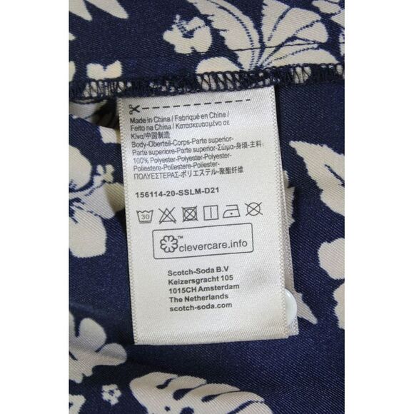 Scotch & Soda Womens Floral Print Short Sleeve Button Up Blouse Top Navy Size M - Picture 4 of 6